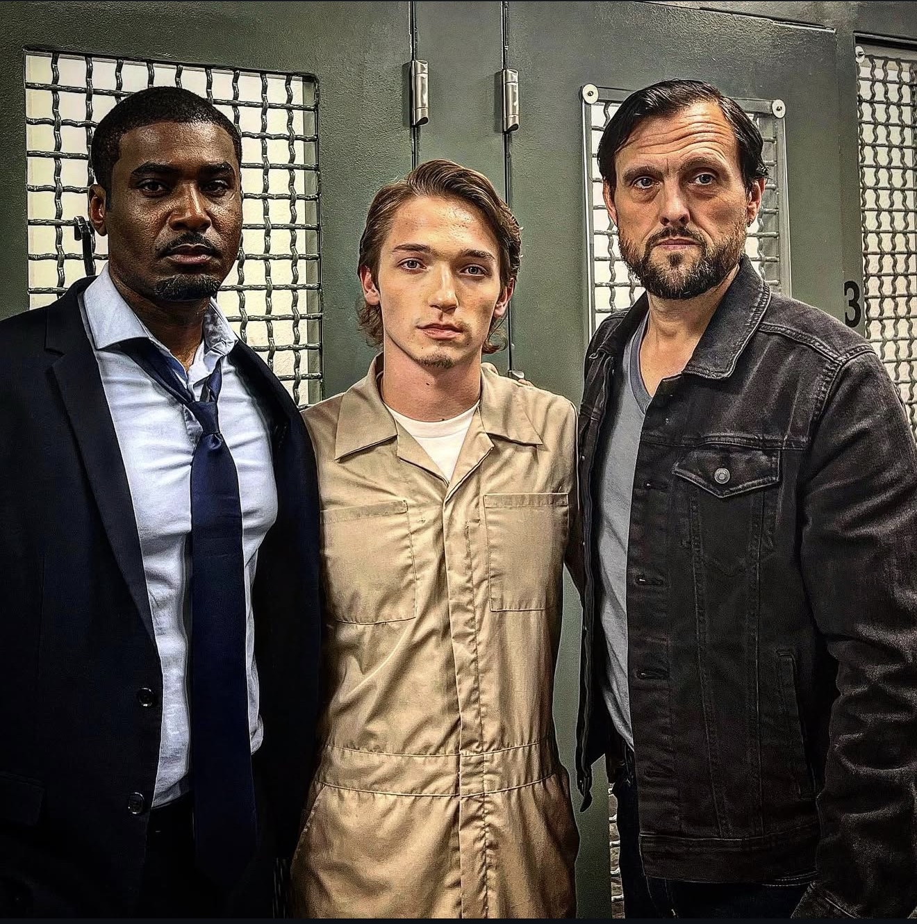 Samuel French with Mickeal Freeland and Cole Springer on the set of 3 Days or Else
